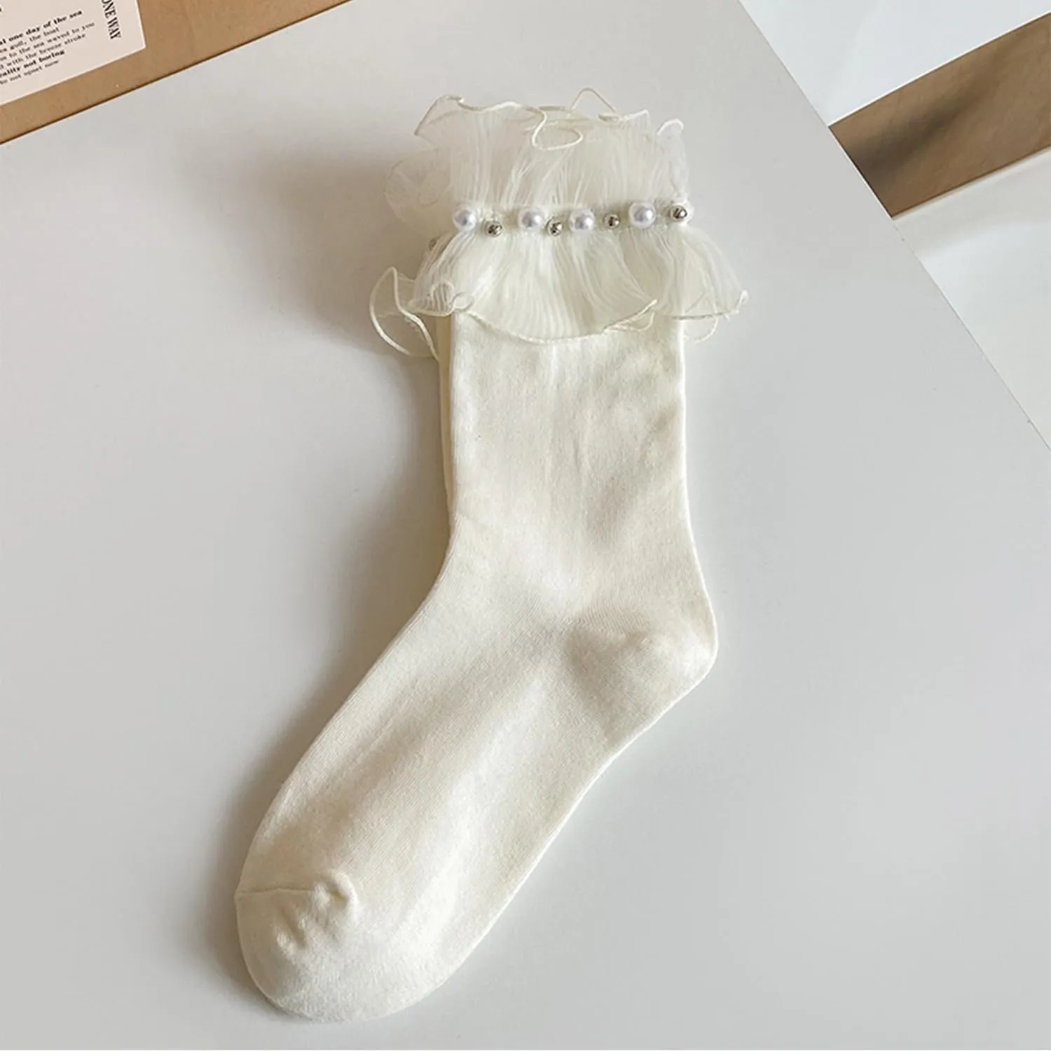 Benefeet Lace Ruffle Socks with Bow - Frilly Turn-Cuff Dress Anklet Socks for Women & Girls