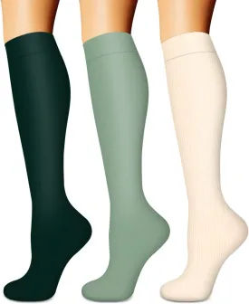 BLUEENJOY Compression Socks for Women & Men (3 pairs) - Best Support for Nurses, Running, Hiking, Recovery & Flight Socks