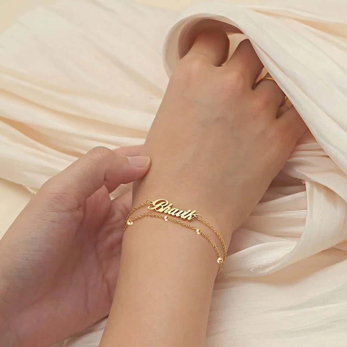 DayOfShe Personalized Name Bracelet or Anklet for Women, Custom Engraved Inspirational Cuff Bangle Infinity Love Gift for Mom