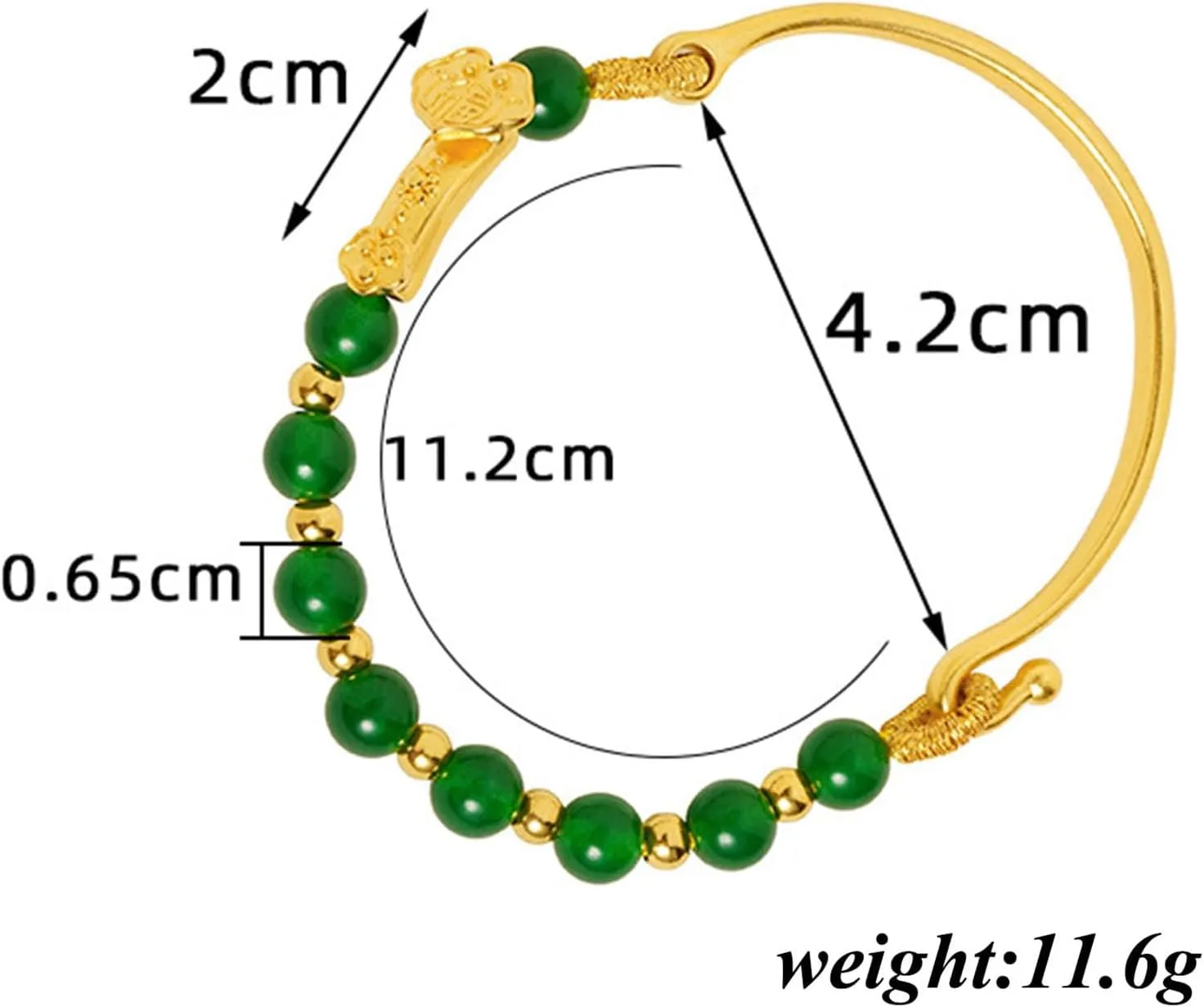 Fashion 18K Gold Plated Lucky Wish Arm Band Cuff Bracelet Faux Jade Stone Bracelet