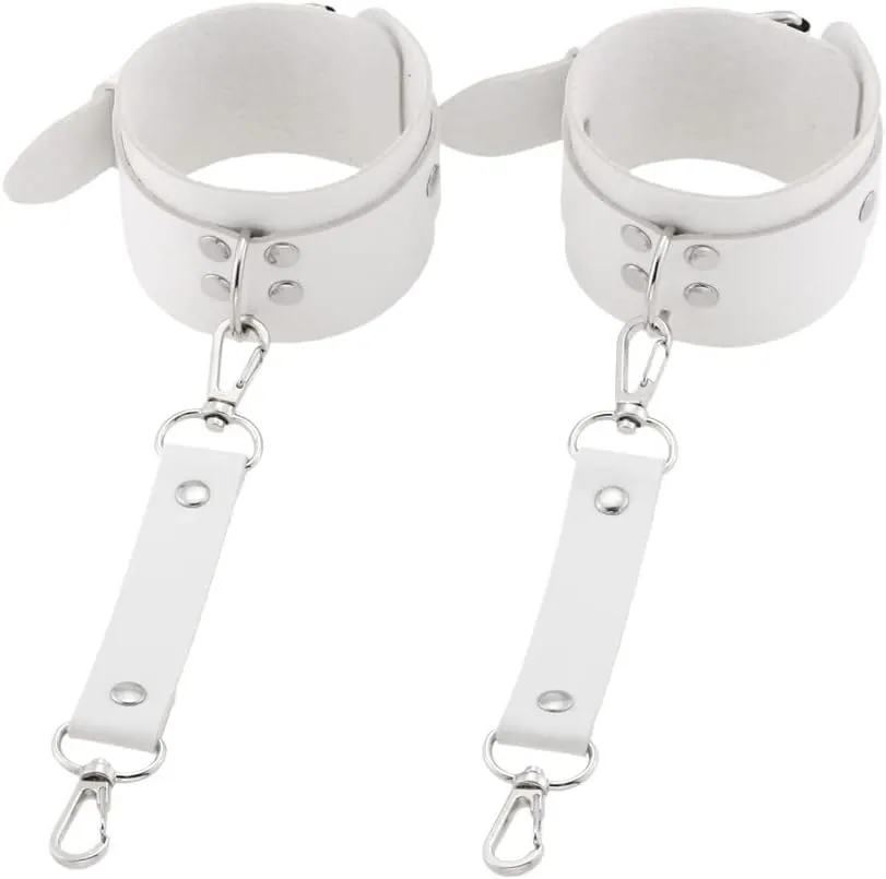 FM FM42 Multicolor PU Simulated Leather Clip-on Adjustable Buckle Bracelet Handcuffs, Pack of 2 PCs