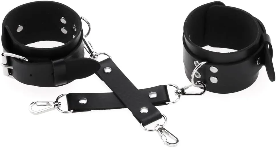 FM FM42 Multicolor PU Simulated Leather Clip-on Adjustable Buckle Bracelet Handcuffs, Pack of 2 PCs