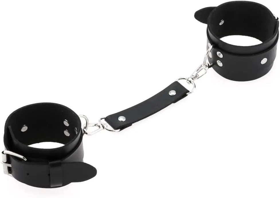 FM FM42 Multicolor PU Simulated Leather Clip-on Adjustable Buckle Bracelet Handcuffs, Pack of 2 PCs