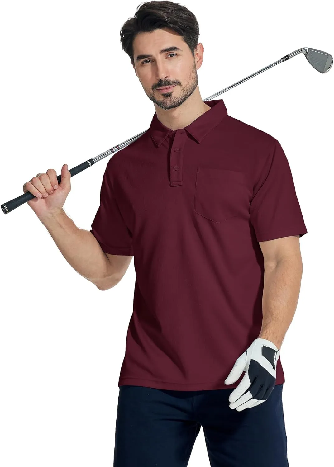LLdress Men's Polo Golf Shirt Short Sleeve T-Shirts Pique Collared Shirts with Pocket