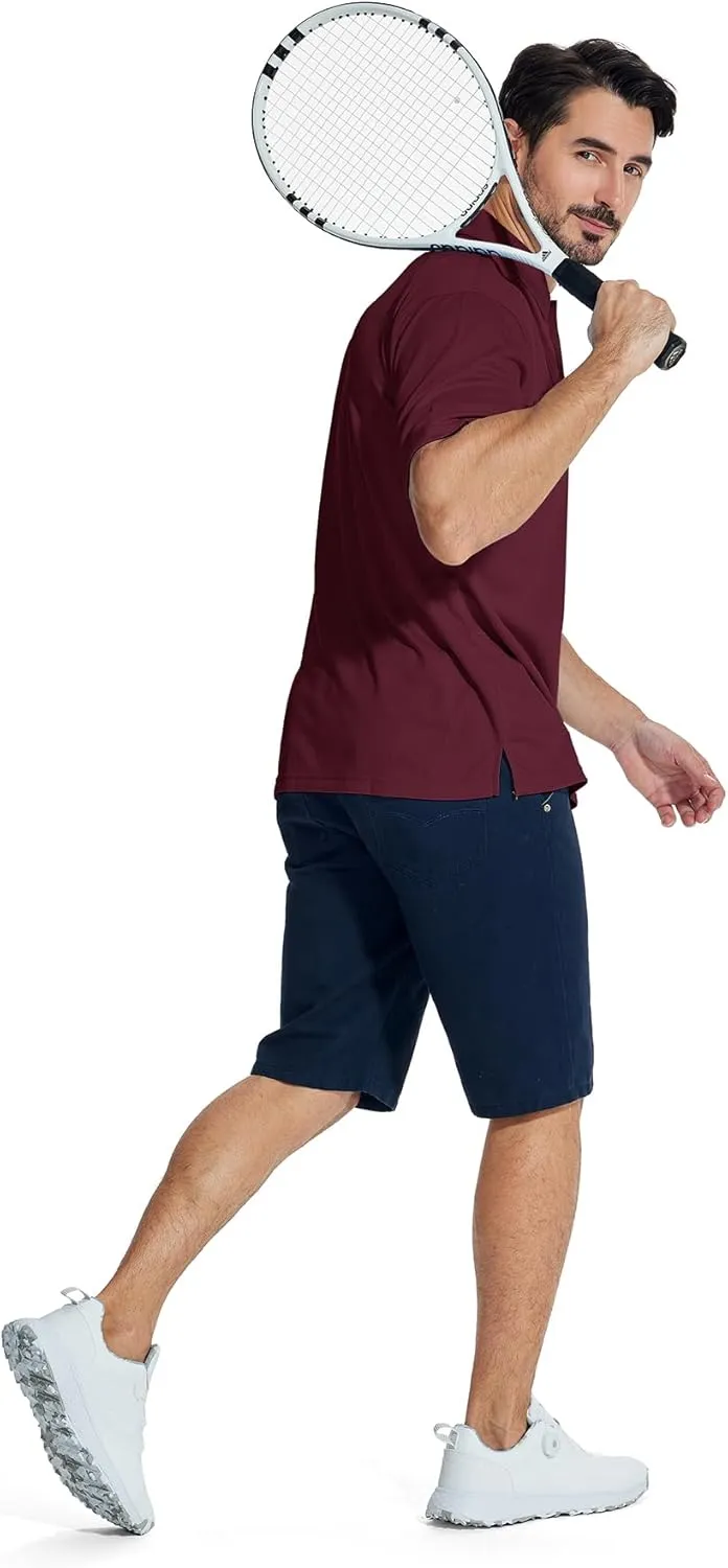 LLdress Men's Polo Golf Shirt Short Sleeve T-Shirts Pique Collared Shirts with Pocket