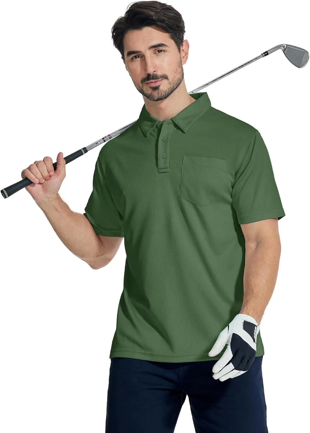 LLdress Men's Polo Golf Shirt Short Sleeve T-Shirts Pique Collared Shirts with Pocket