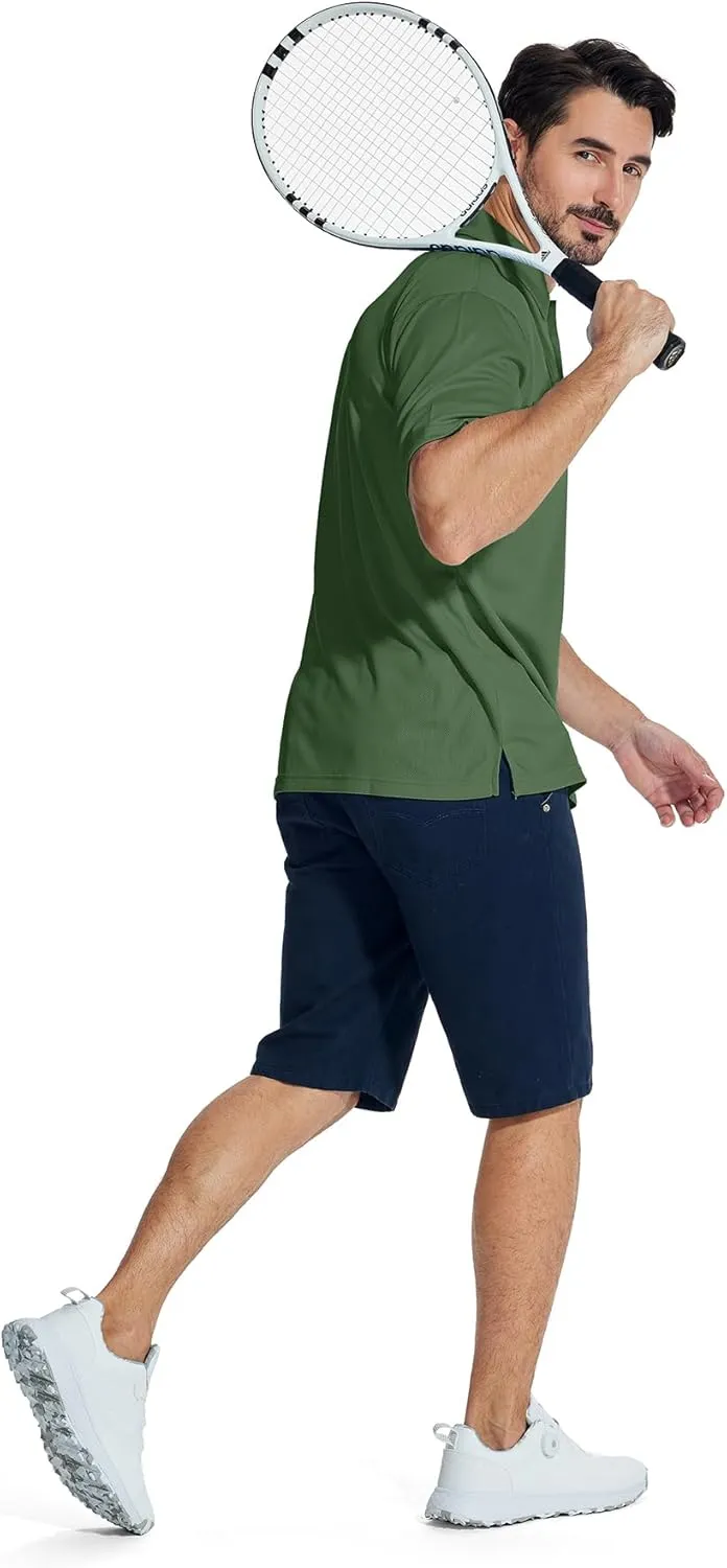 LLdress Men's Polo Golf Shirt Short Sleeve T-Shirts Pique Collared Shirts with Pocket