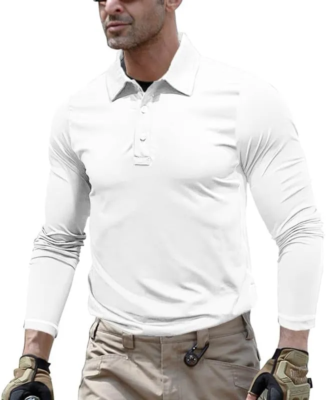 Long Sleeve Polo Shirts for Men Quick Dry Performance Polo T Shirts Collared Tactical Shirt Athletic UPF Golf Shirts