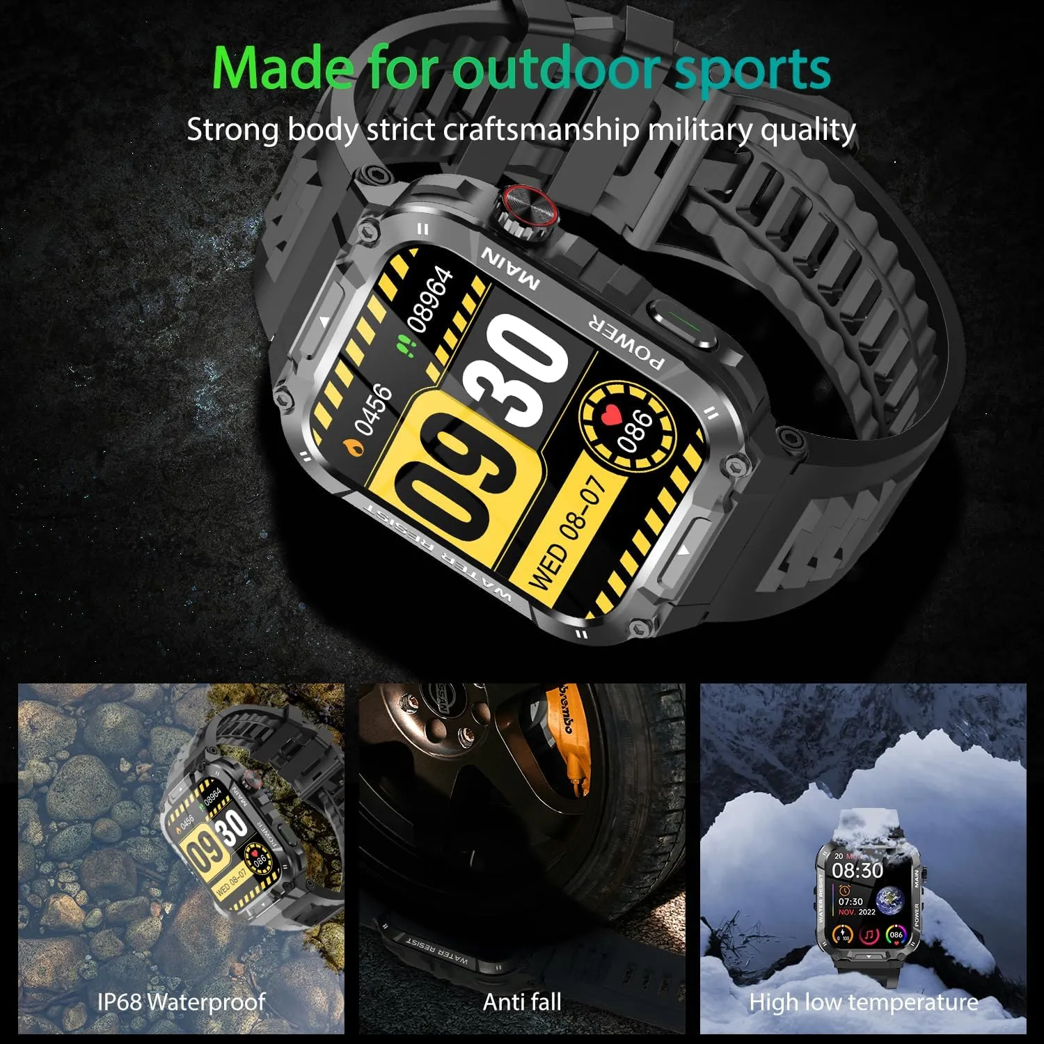 Military Smart Watch for Men with Call Function,Fitness Smartwatch for Android Phones and iPhone,Waterproof Fitness Tracker with Blood Oxygen/Heart Rate/Sleep/100  Sport Modes, Watches for Men