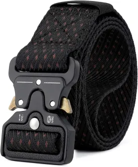 MOZETO Tactical Belts for Men Military Style Work Hiking Riggers Web Gun Belt with Heavy Duty Quick Release Metal Buckle