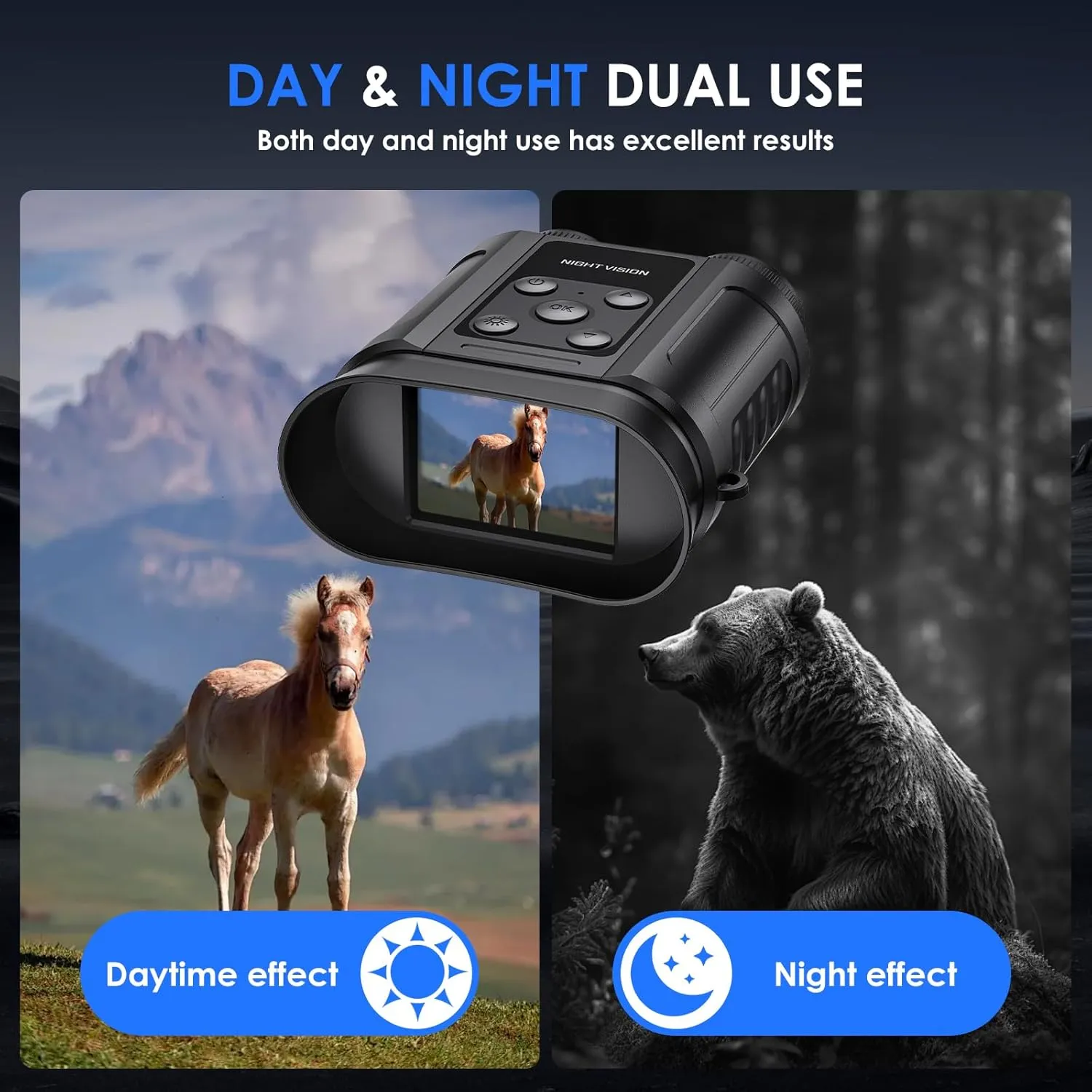 Night Vision Goggles,Compact Night Vision Binoculars, 8X Digital Zoom,32GB Card, Supports Photo/Video Capture,Ideal for Camping, Hiking,Education, Wildlife Watching,Gifts for Men (Black)