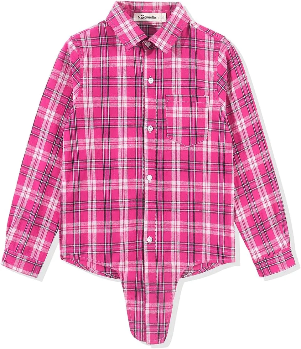 Noomelfish Girls Long Sleeve Button Down Shirt Tie Front Blouse Tops (5-12 Years)