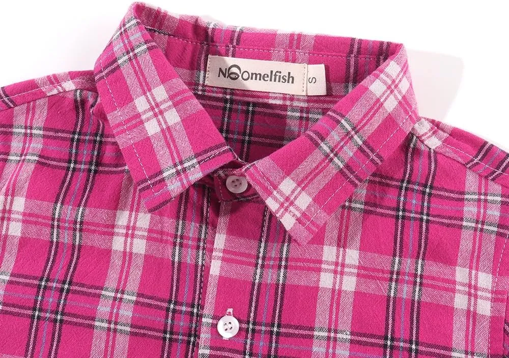Noomelfish Girls Long Sleeve Button Down Shirt Tie Front Blouse Tops (5-12 Years)