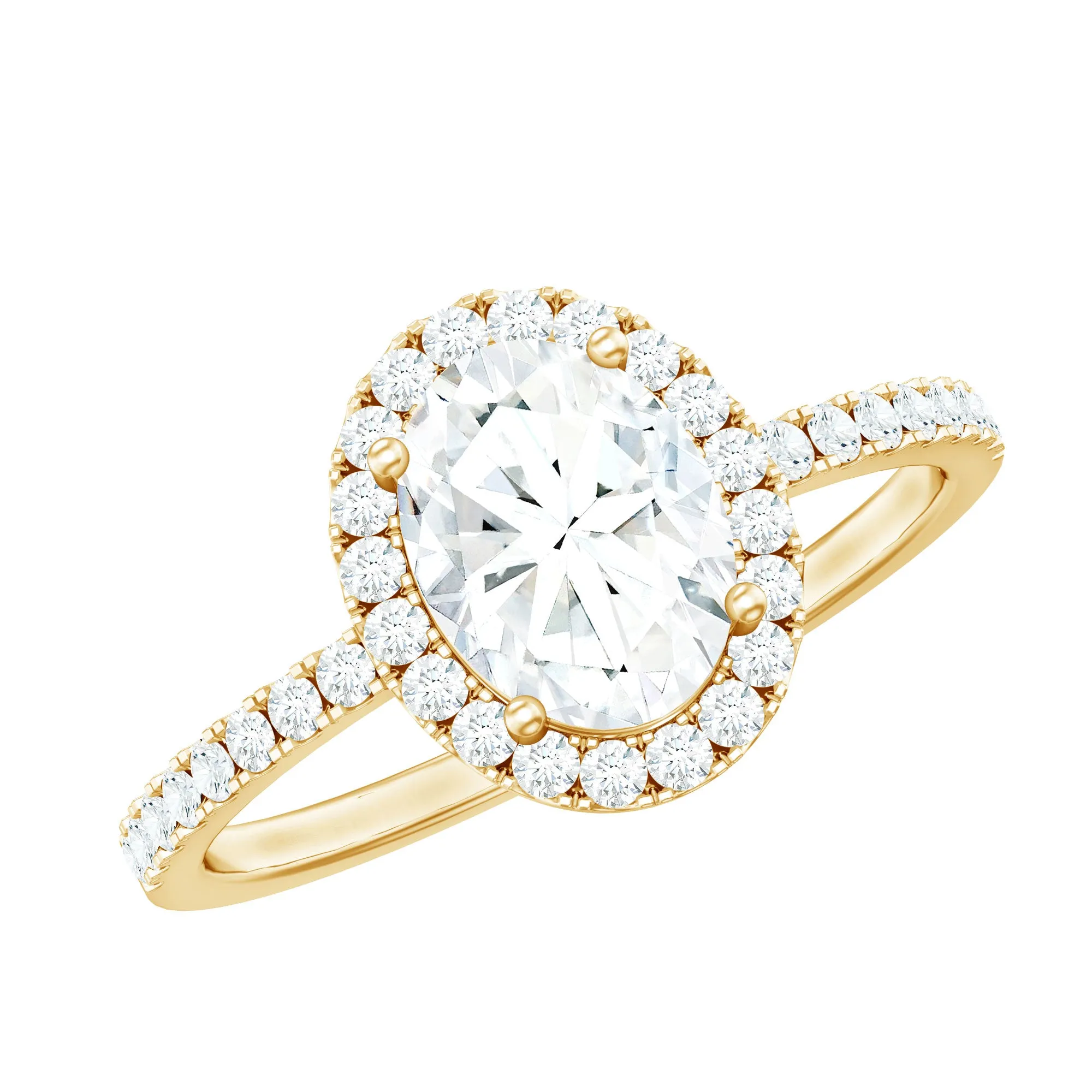 Oval Zircon Halo Engagement Ring