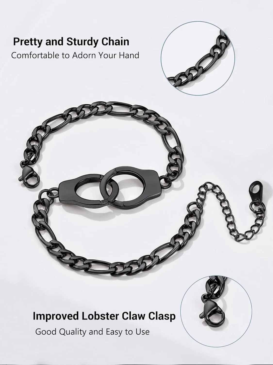 PROSTEEL Trendy Handcuffs Design/Customize Words Ankle Bracelet For Women, 316L Stainless Steel Anklets Silver/Gold/Black Tone, Hypoallergenic, Come with Box