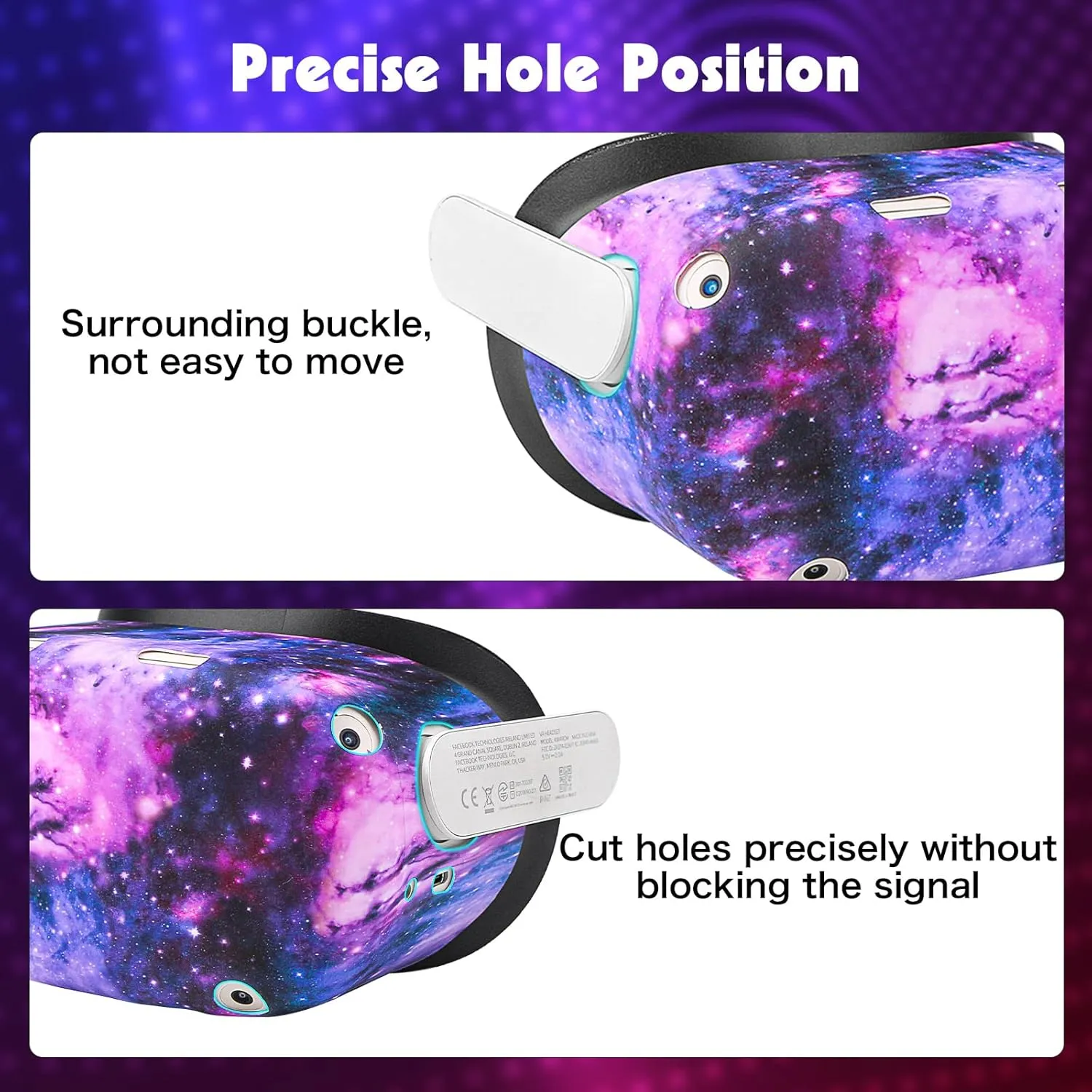 Relohas Accessories for Oculus Quest 2, VR Accessory Set for Meta Quest 2, Include Controller Grip Leather Cover, VR Shell Cover, Face Cover, The Best Gifts for Christmas and Halloween (Galaxy Purple)