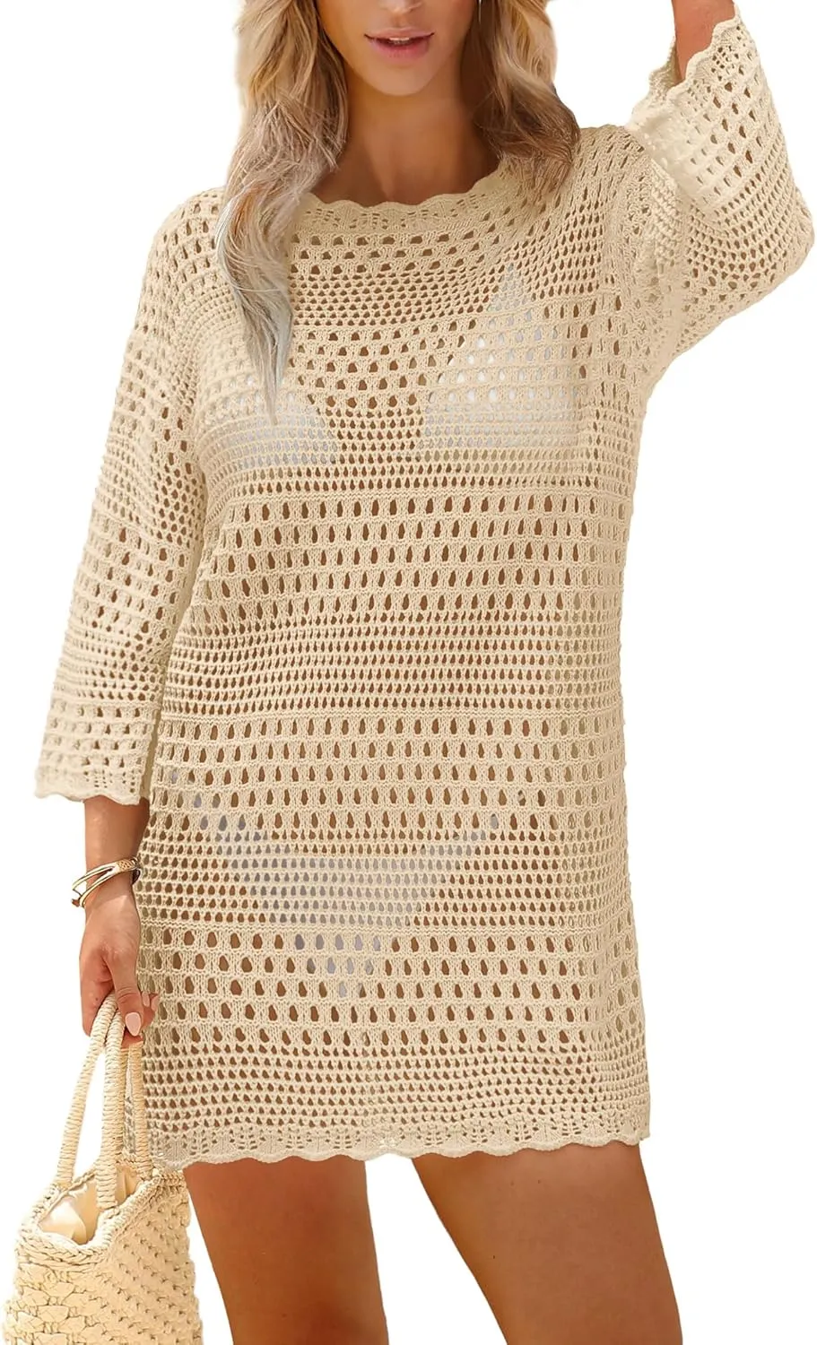 SAMPEEL Swimsuit Coverup for Women Beach Vacation Clothes Bathing Suit Cover Up Crochet Dresses Summer Cruise Outfits 2025