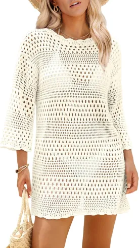 SAMPEEL Swimsuit Coverup for Women Beach Vacation Clothes Bathing Suit Cover Up Crochet Dresses Summer Cruise Outfits 2025