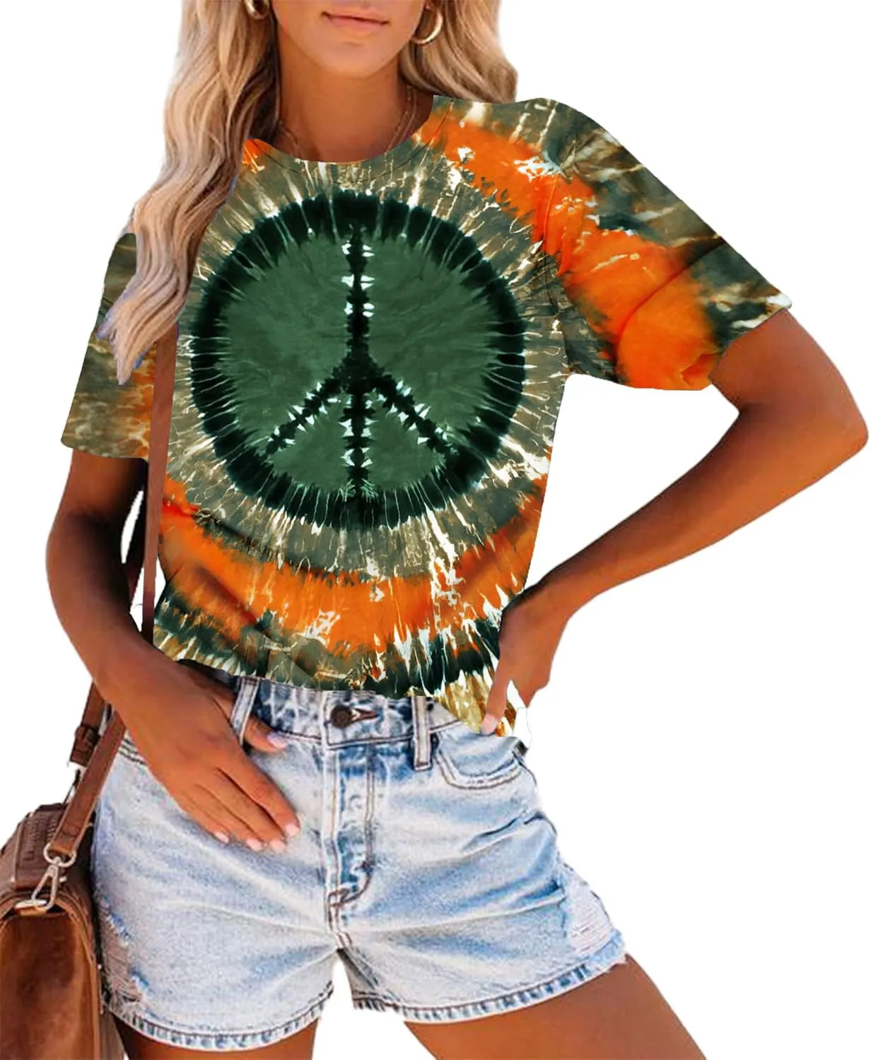 Tie Dye T Shirts for Women Rainbow Shirts Funny Short Sleeve Tops