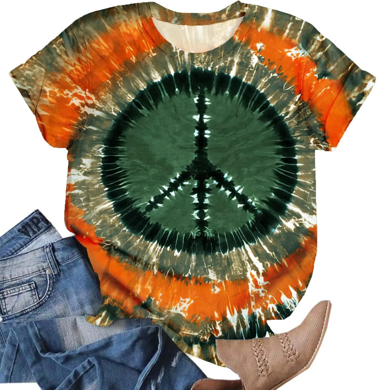 Tie Dye T Shirts for Women Rainbow Shirts Funny Short Sleeve Tops