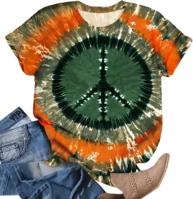 Tie Dye T Shirts for Women Rainbow Shirts Funny Short Sleeve Tops