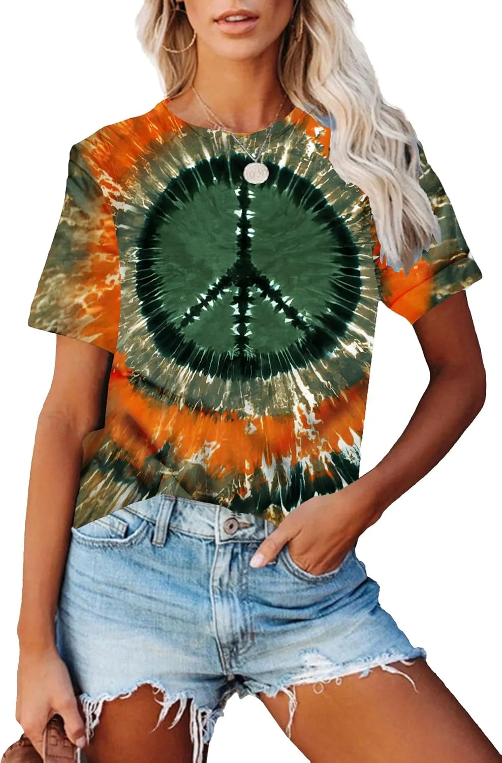 Tie Dye T Shirts for Women Rainbow Shirts Funny Short Sleeve Tops