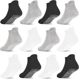 Toddler Non Slip Socks with Grips, Boys Girls Ankle Socks, for Kids Children 6 Months-7 Years Old 12 Pairs
