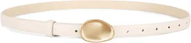 WERFORU Women Skinny Belts for Dress Jeans Ladies Thin Faux Leather Belt with Unique Gold Buckle,0.7" width
