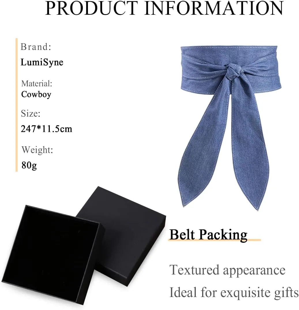 Women Obi Belt Wide Cinch Belt Soft PU Leather Tie Up Wrap Around Waist Belt Knotted Waistband Corset Belt For Dress