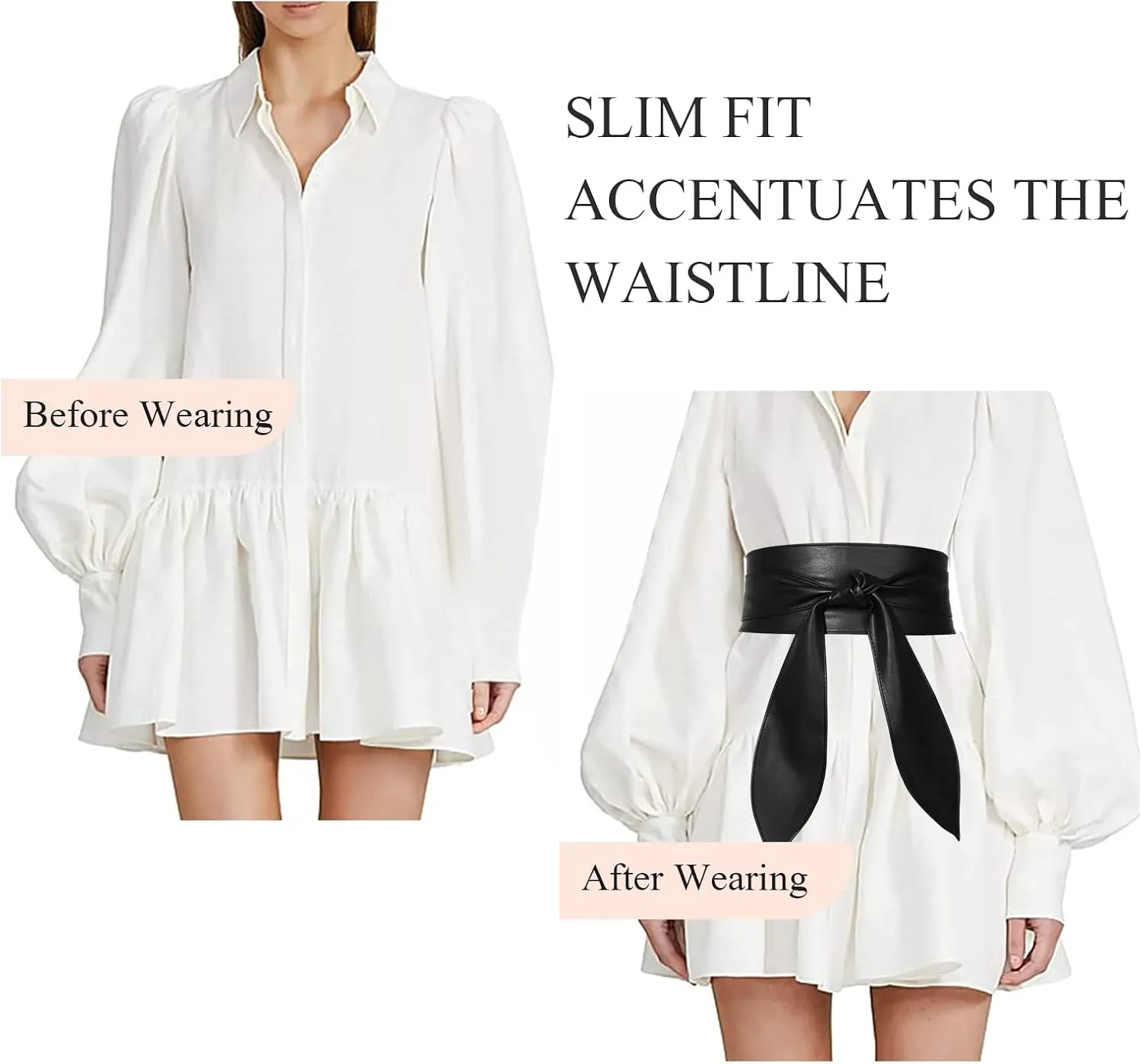 Women Obi Belt Wide Cinch Belt Soft PU Leather Tie Up Wrap Around Waist Belt Knotted Waistband Corset Belt For Dress