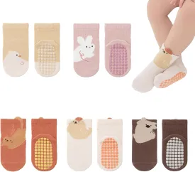 Yeshsore Baby Socks with Grips,Toddler Kids Cartoon Floor Ankle Non Slip Socks 5 Pairs