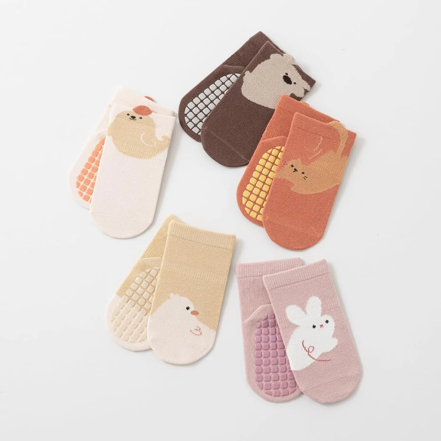 Yeshsore Baby Socks with Grips,Toddler Kids Cartoon Floor Ankle Non Slip Socks 5 Pairs