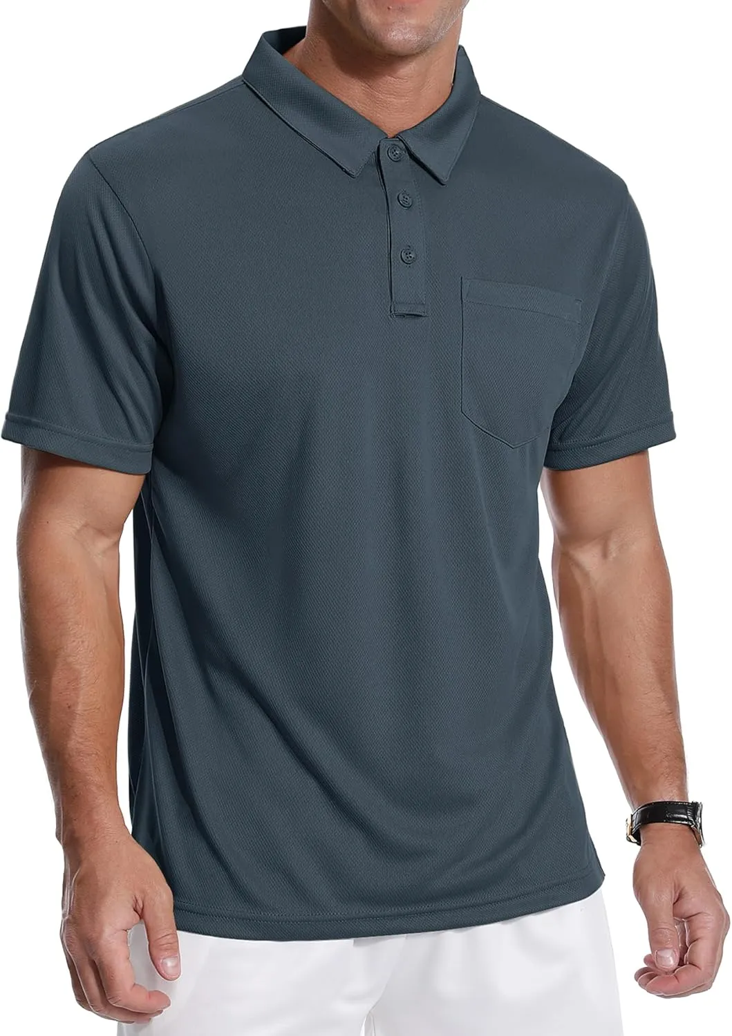 ZITY 3 Pack Polo Shirts for Men with Pocket Short Sleeve Moisture Wicking Outdoor Tactical Shirt Summer Casual